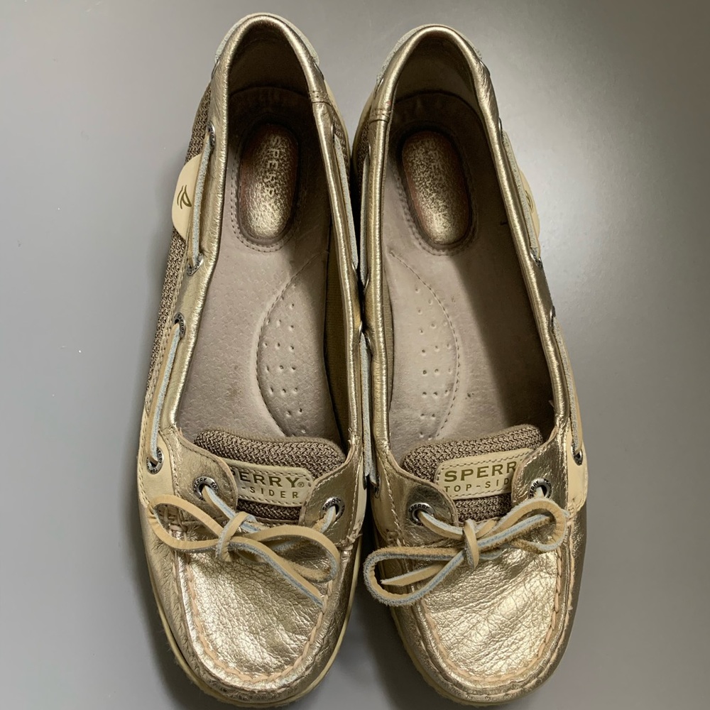Gold sperry women boat shoe